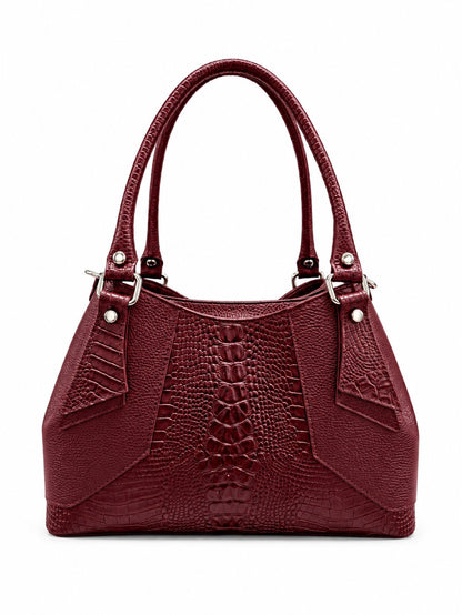 Structured Handbag in Genuine Dollaro and Croco Leather - Made in Italy - Art. 26162