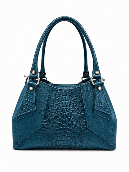 Structured Handbag in Genuine Dollaro and Croco Leather - Made in Italy - Art. 26162