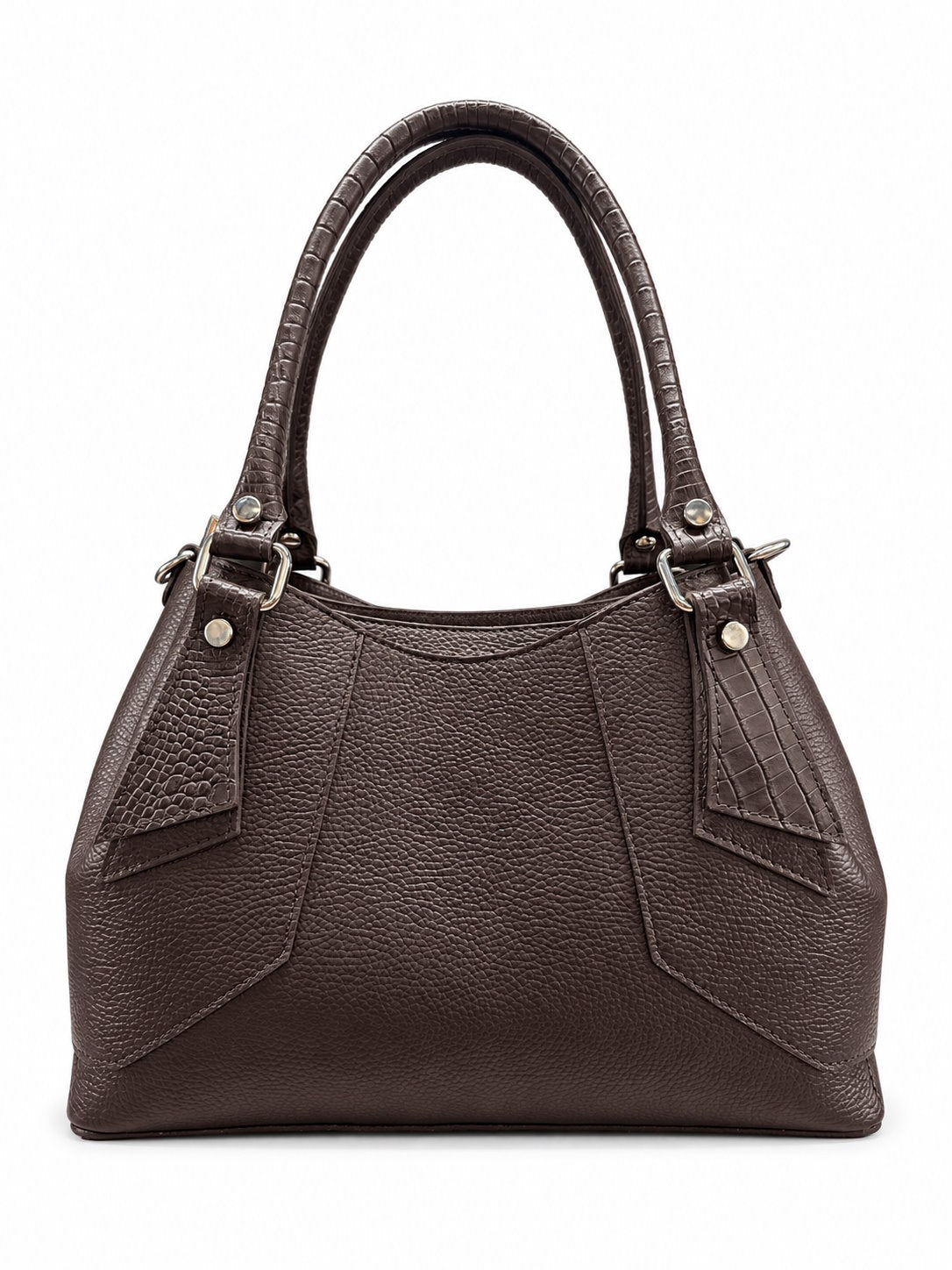 Structured Handbag in Genuine Dollaro and Croco Leather - Made in Italy - Art. 26162