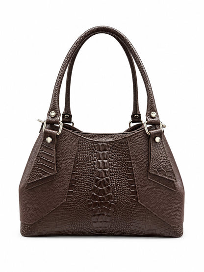 Structured Handbag in Genuine Dollaro and Croco Leather - Made in Italy - Art. 26162
