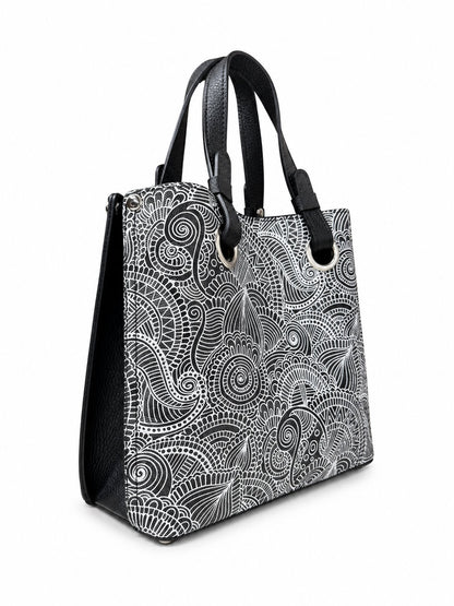 Structured Handbag in Genuine Printed and Dollaro Leather - Made in Italy - Art. 26163