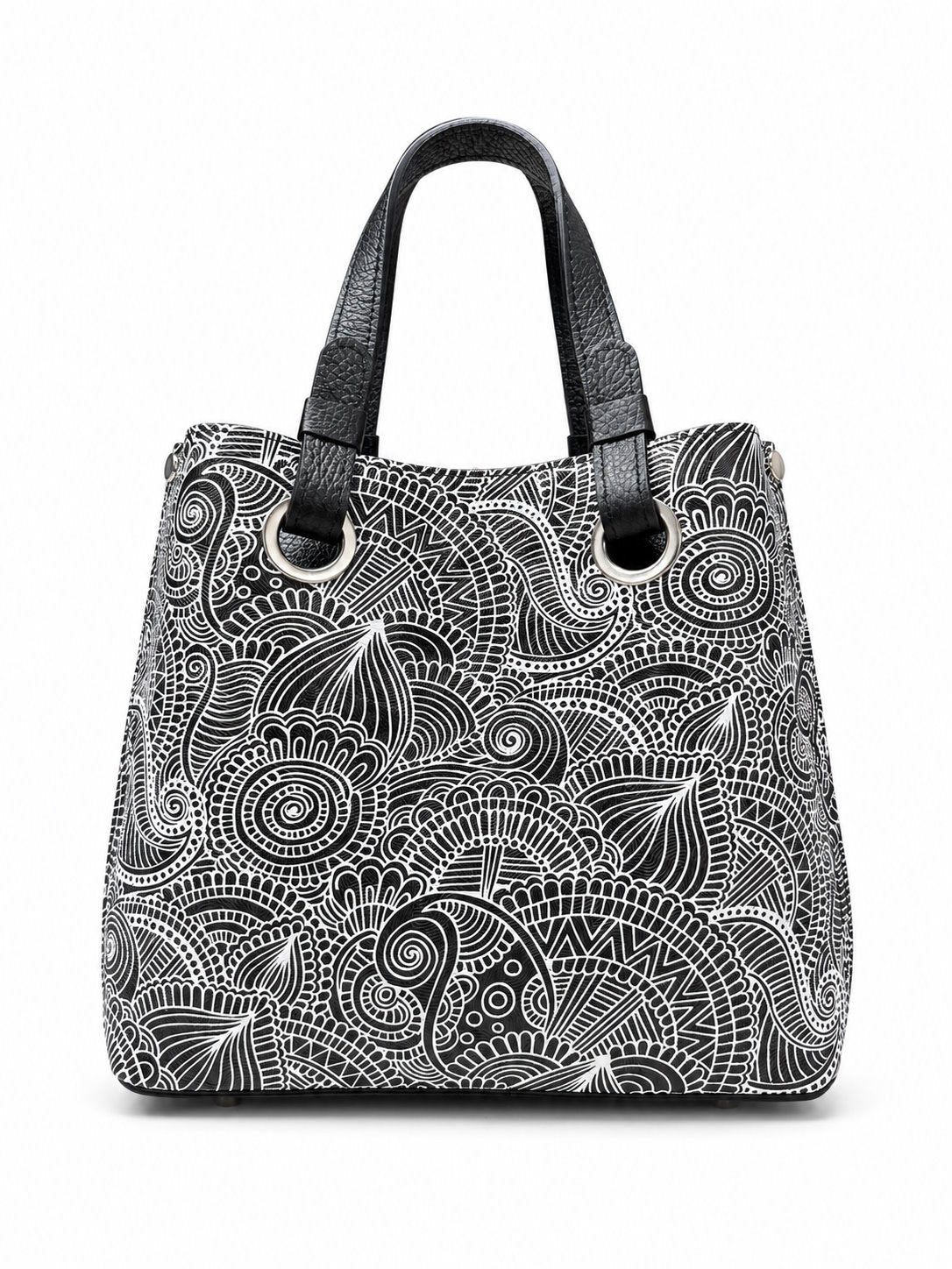 Structured Handbag in Genuine Printed and Dollaro Leather - Made in Italy - Art. 26163