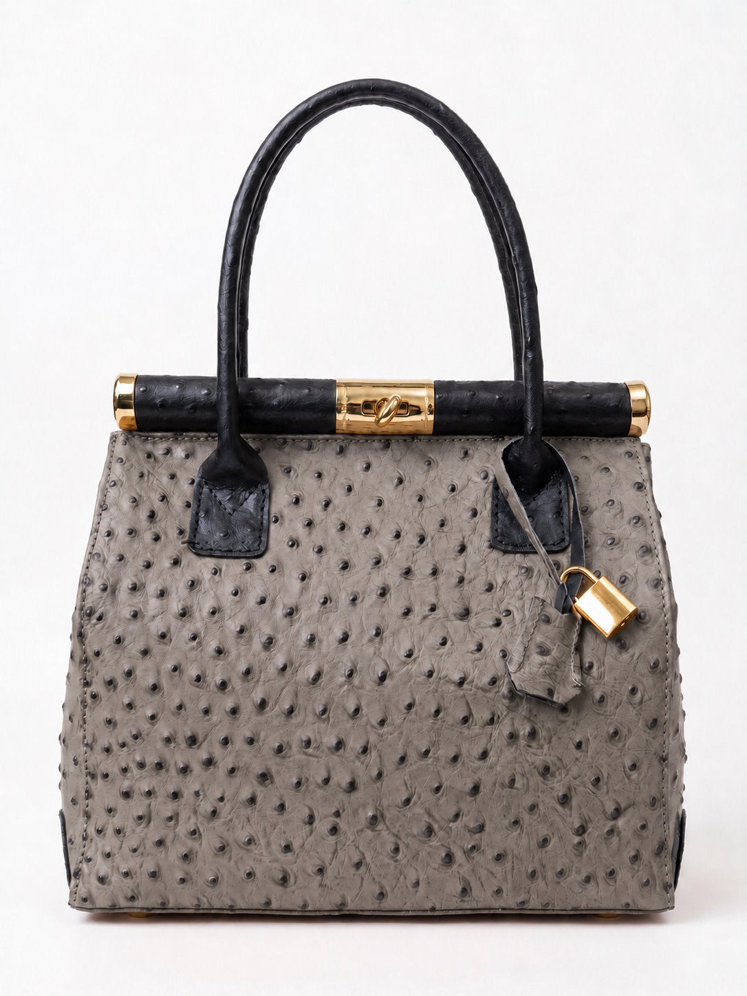 Structured Handbag in Genuine Ostrich Leather - Made in Italy - Art. 26141