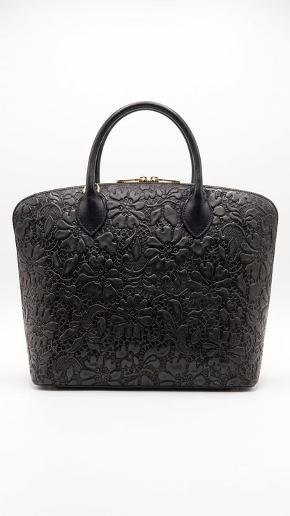 Structured Handbag in Genuine Printed Suede Leather - Made in Italy - Art. 26106