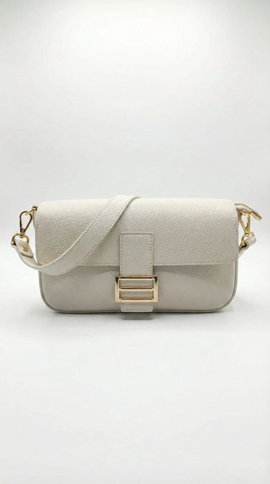 Structured Crossbody Bag in Genuine Dollaro Leather - Made in Italy - Art. 26040