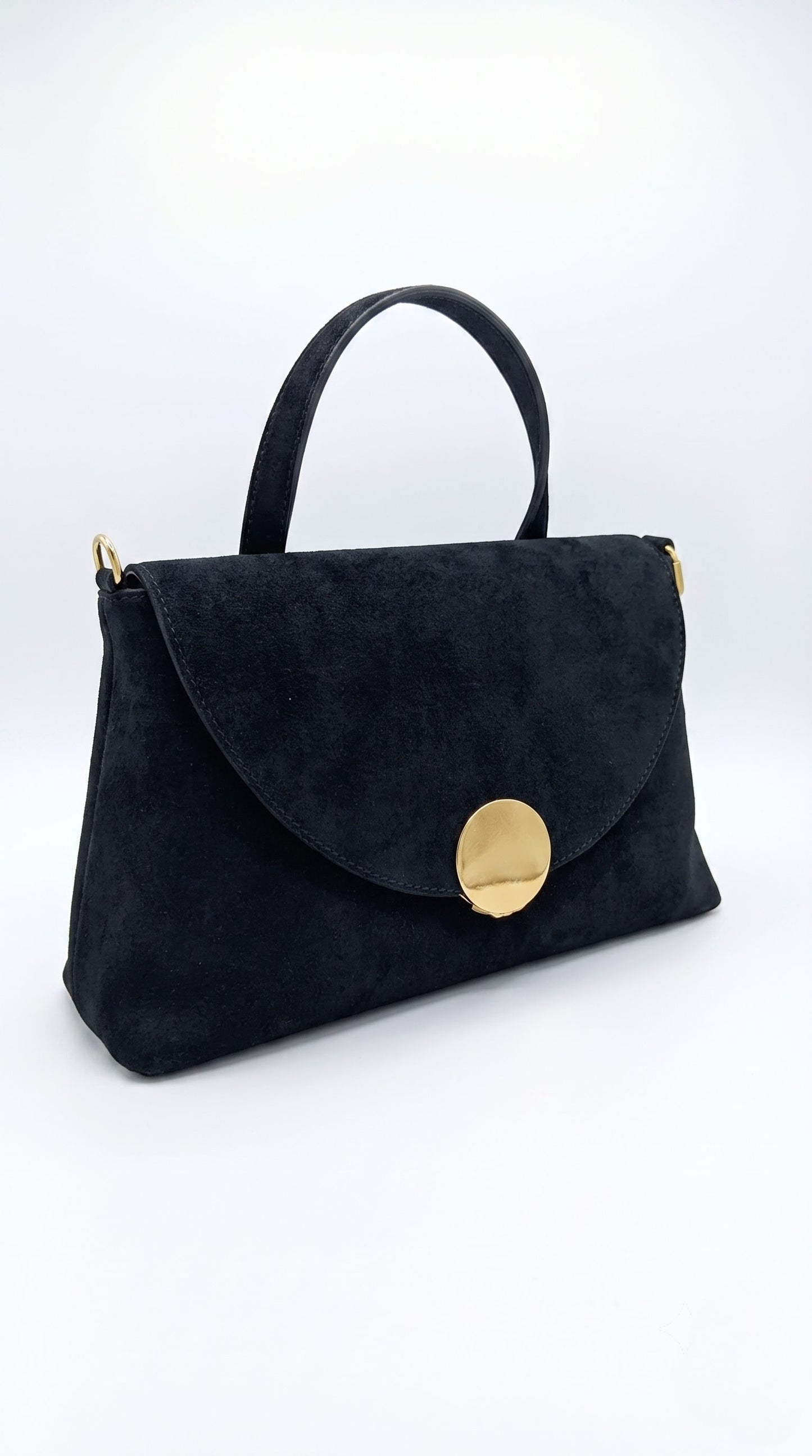 Structured Handbag in Genuine Suede and Dollaro Leather - Made in Italy - Art. 26042