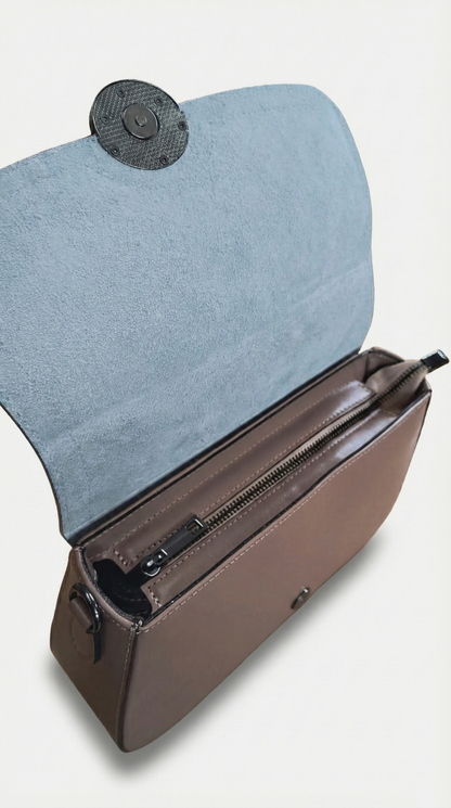 Structured Crossbody Bag in Genuine Ruga Leather - Made in Italy - 26005