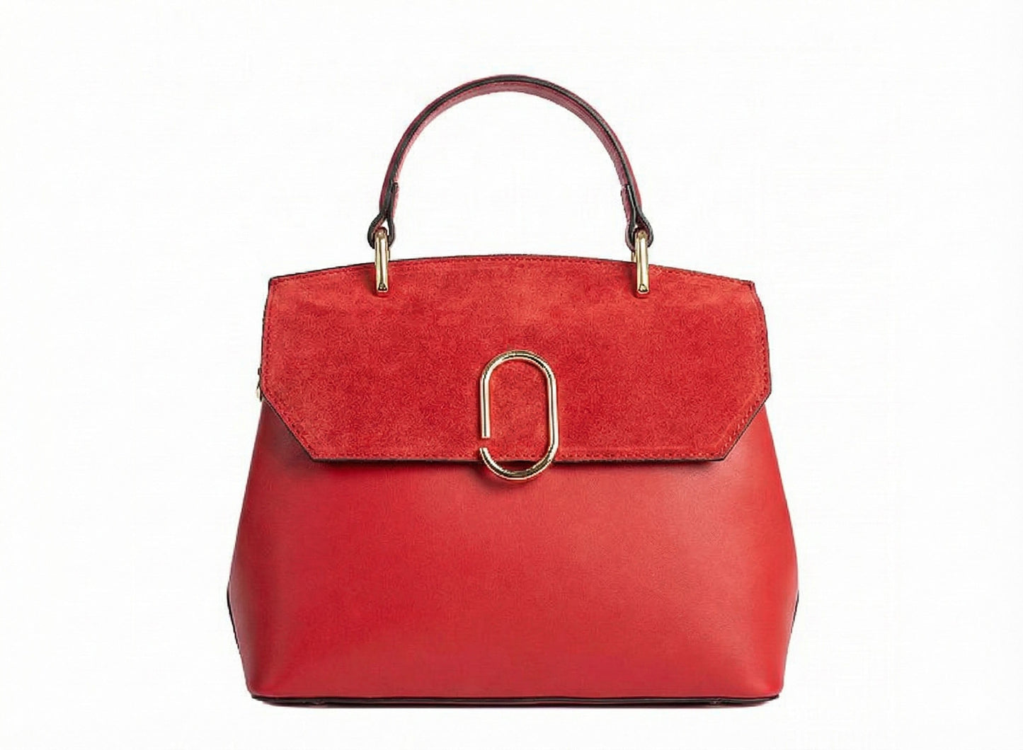 Structured Handbag in Genuine Suede and Dollar Leather - Made in Italy - Art. 26003