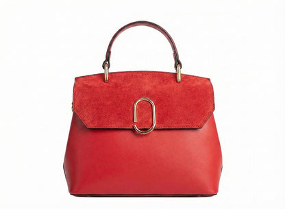 Structured Handbag in Genuine Suede and Dollar Leather - Made in Italy - Art. 26003