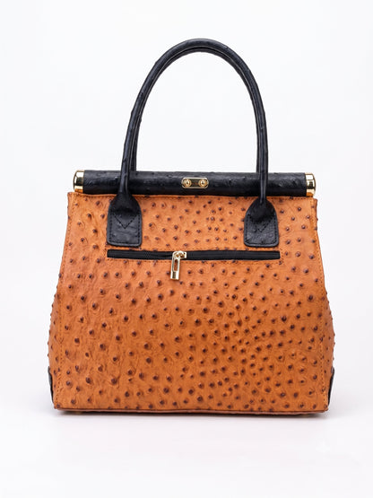 Structured Handbag in Genuine Ostrich Leather - Made in Italy - Art. 26141