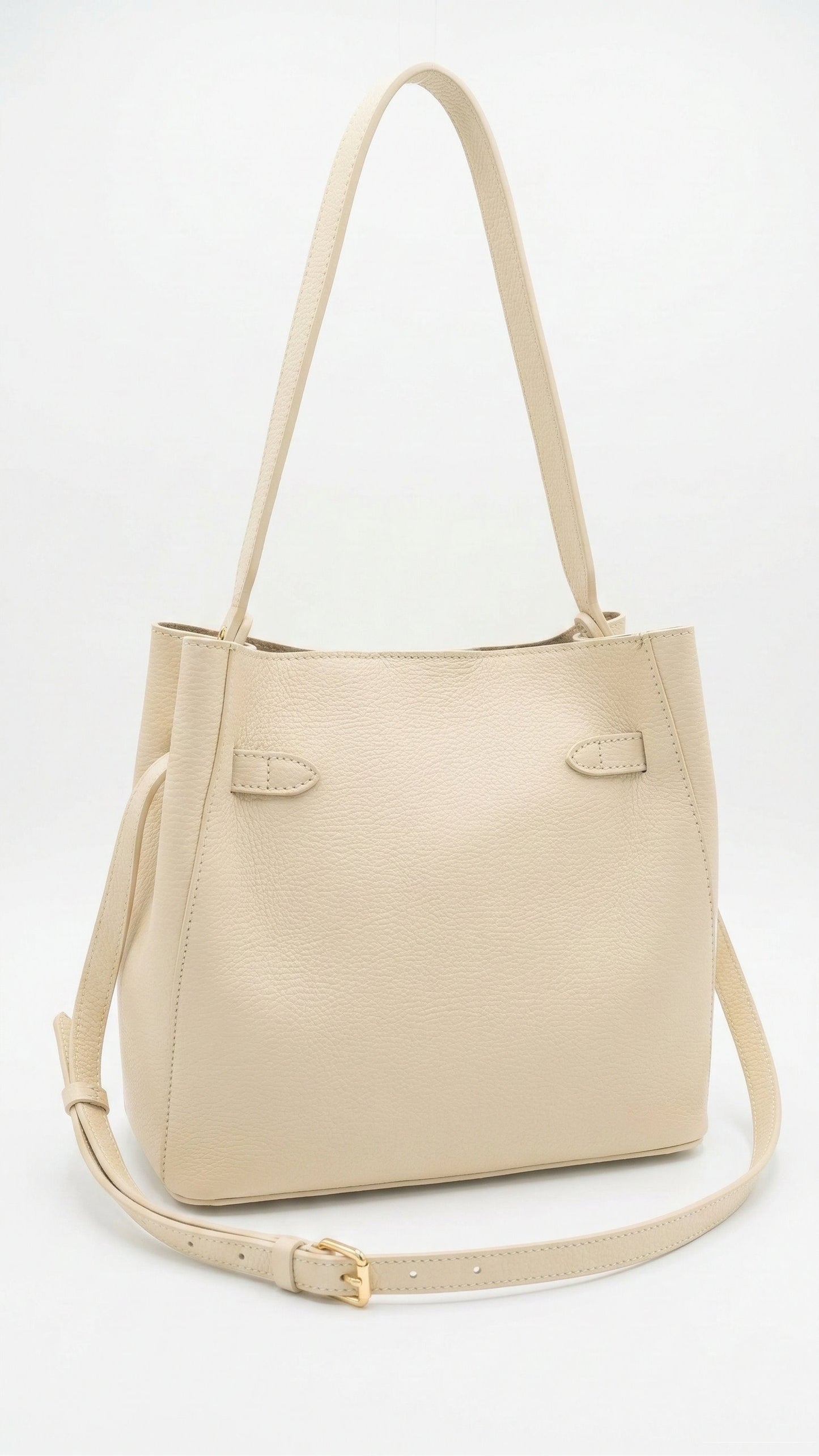 Structured Handbag and Shoulder Bag in Genuine Dollaro Leather - Made in Italy - Art. 26077