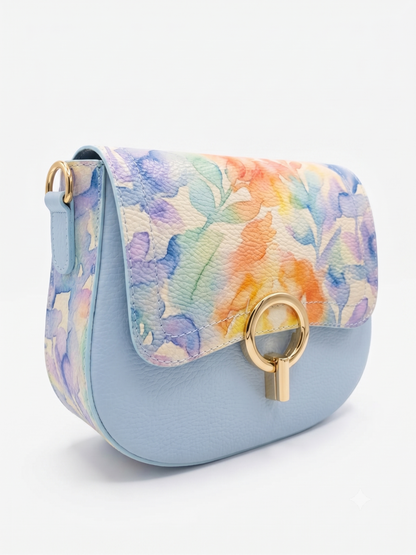 Structured Crossbody Bag in Genuine Dollaro and Savage Leather - Made in Italy - Art. 26122