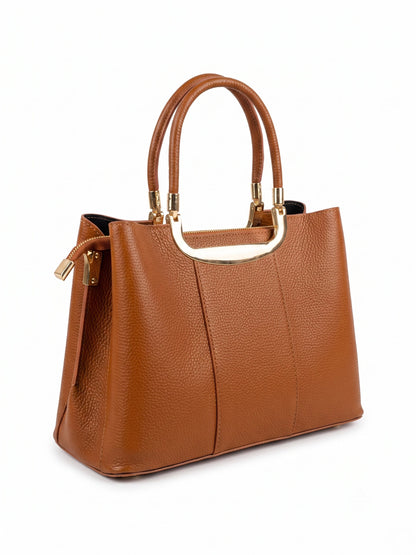 Structured Handbag in Genuine Dollaro Leather - Made in Italy - Art. 26131