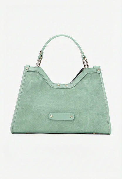 Structured Handbag in Genuine Suede Leather - Made in Italy - Art. 25394