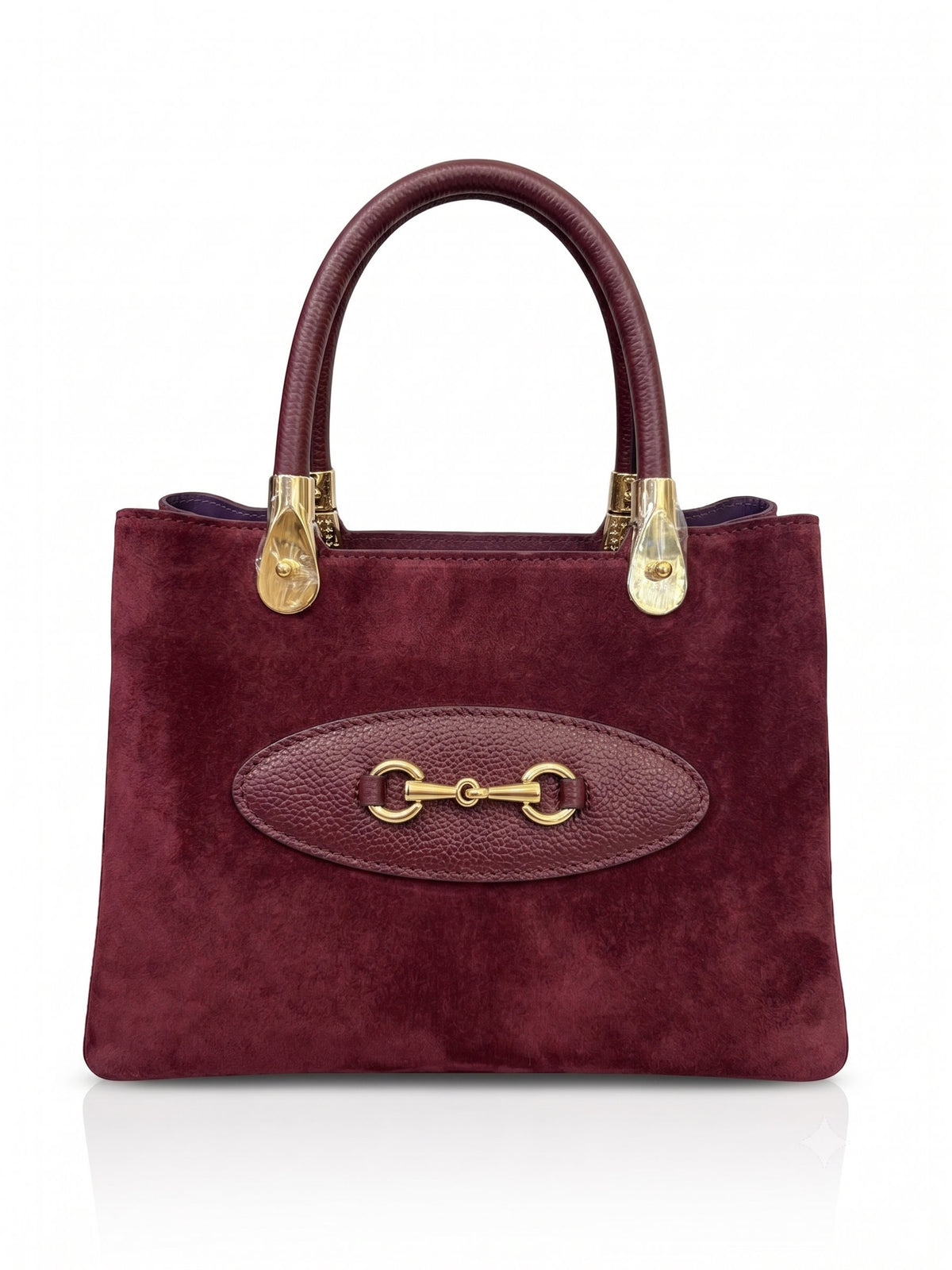 Structured Handbag in Genuine Suede and Dollaro Leather - Made in Italy - Art. 26130