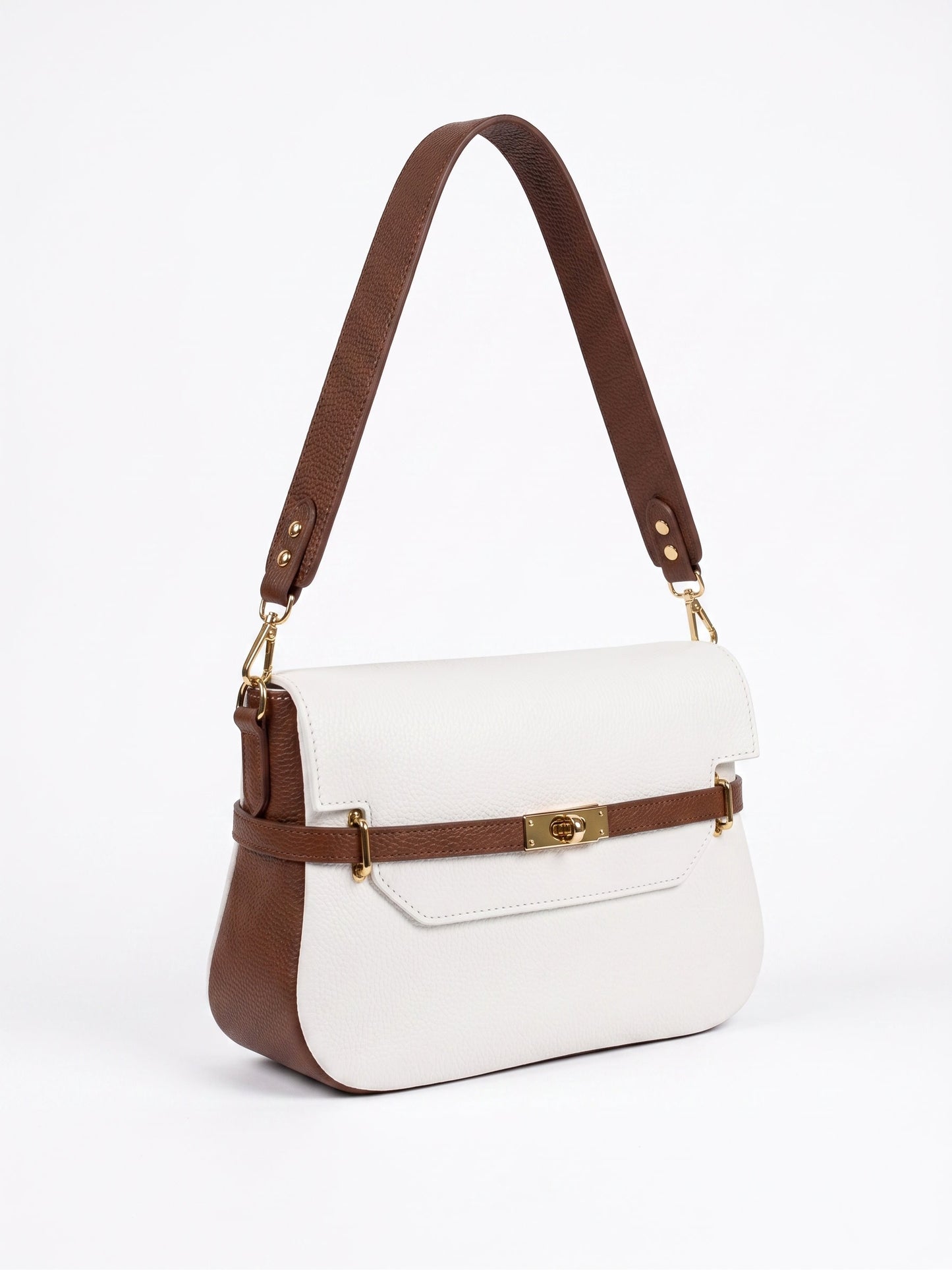 Structured Shoulder Bag in Genuine Dollaro Leather - Made in Italy - Art. 26102