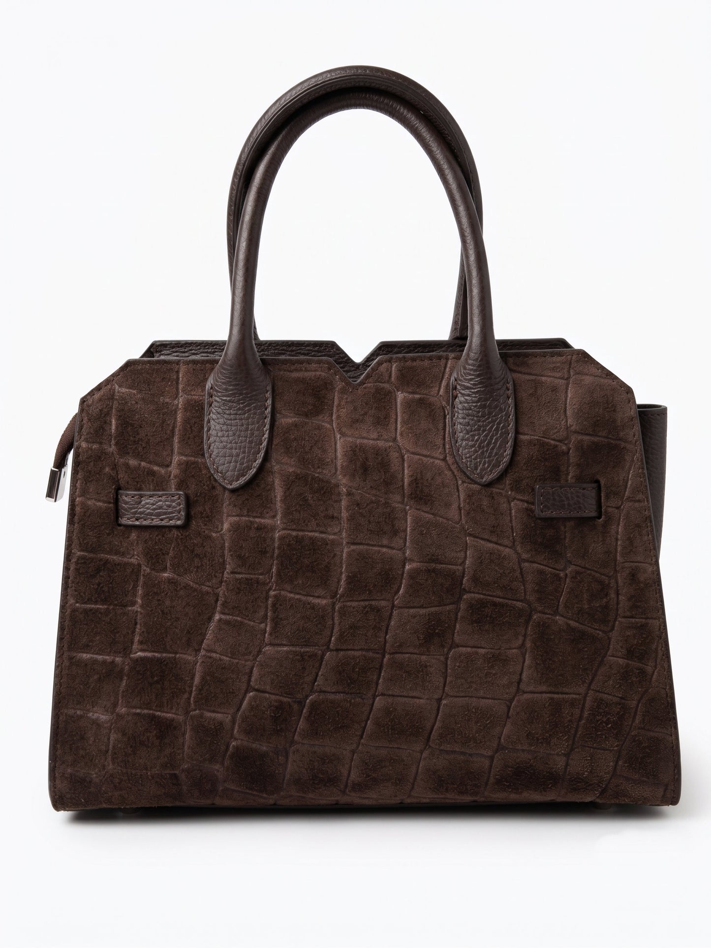 Structured Handbag in Genuine Printed Suede and Dollaro Leather - Made in Italy - Art. 26139