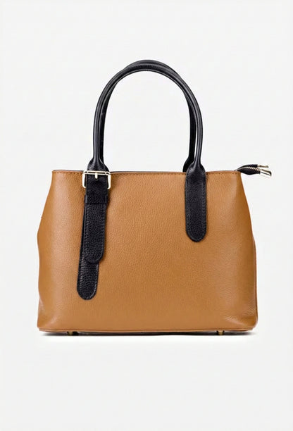 Structured Handbag in Genuine Dollar Leather - Made in Italy - Art. 25402