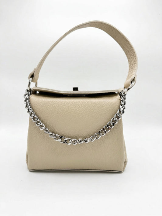 Structured Handbag and Crossbody Bag in Genuine Dollaro Leather - Made in Italy - Art. 26085