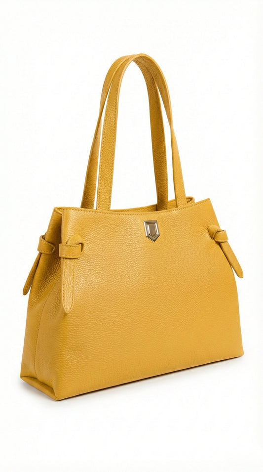 Structured Shoulder Bag in Genuine Dollaro Leather - Made in Italy - Art. 26051