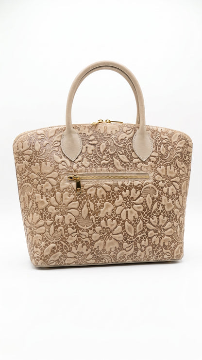 Structured Handbag in Genuine Printed Suede Leather - Made in Italy - Art. 26106