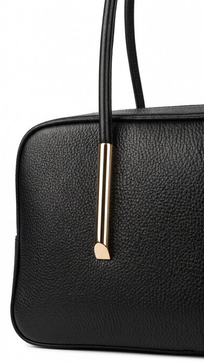 Structured Shoulder Bag in Genuine Dollaro Leather - Made in Italy - Art. 26097