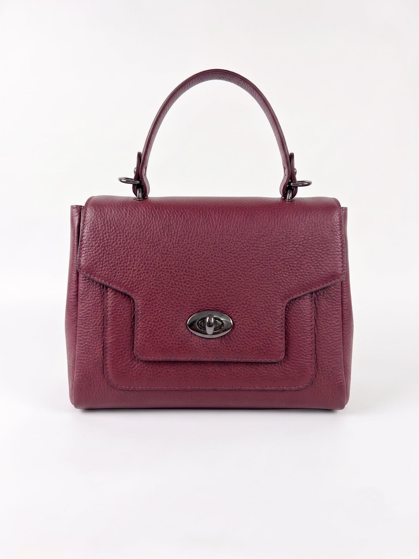 Structured Handbag and Shoulder Bag in Genuine Dollaro Leather - Made in Italy - Art. 26138