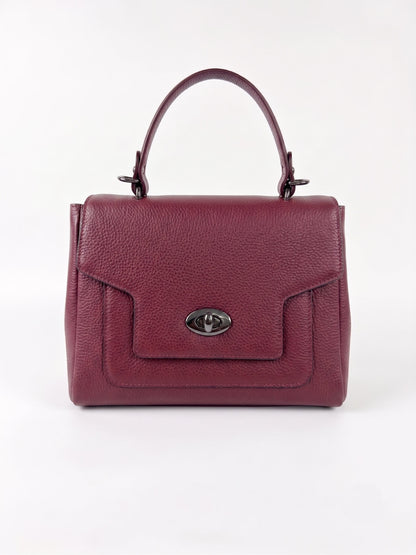 Structured Handbag and Shoulder Bag in Genuine Dollaro Leather - Made in Italy - Art. 26138