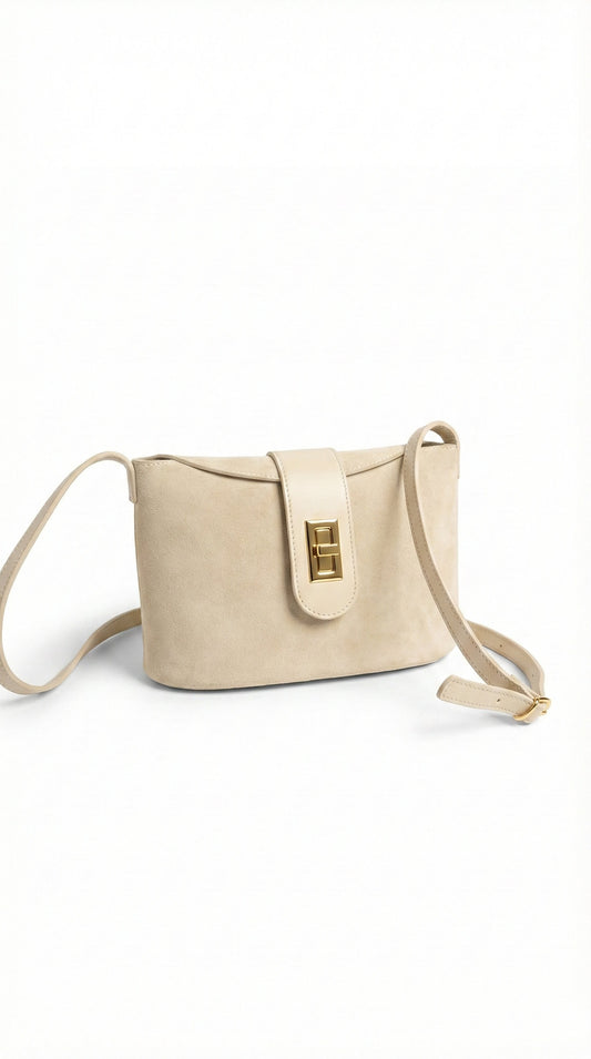 Soft Crossbody Bag in Genuine Suede And Dollaro Leather - Made in Italy - Art 26041