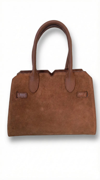 Structured Handbag in Genuine Suede Leather - Made in Italy - Art. 26016SUE