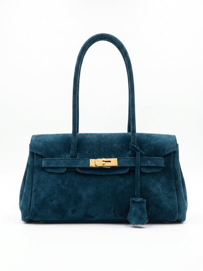 Soft Shoulder Bag in Genuine Suede Leather - Made in Italy - Art. 26108