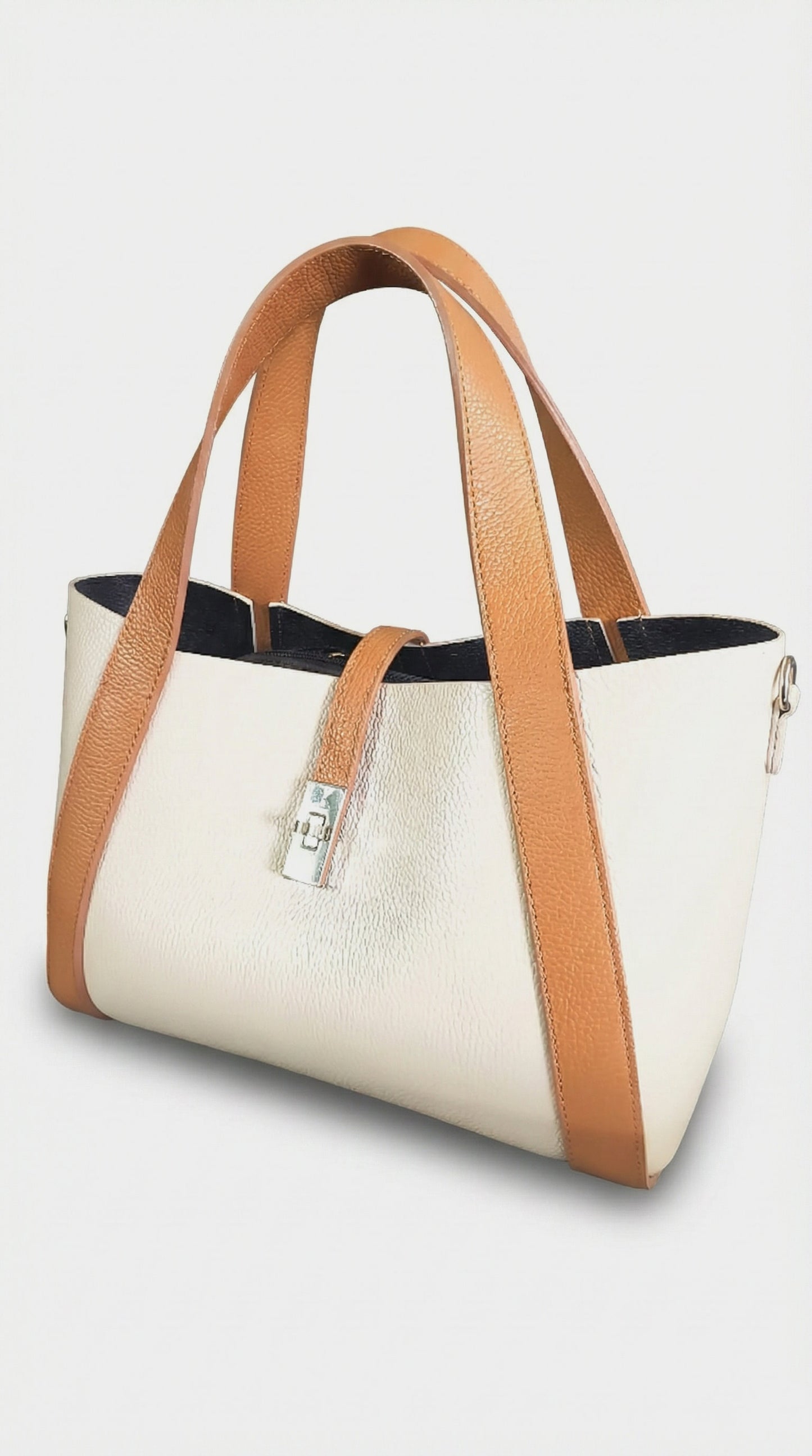 Structured Handbag in Genuine Dollar Leather - Made in Italy - Art. 26011