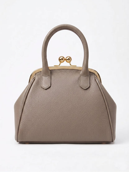 Structured Handbag in Genuine Dollaro Leather - Made in Italy - 26078D