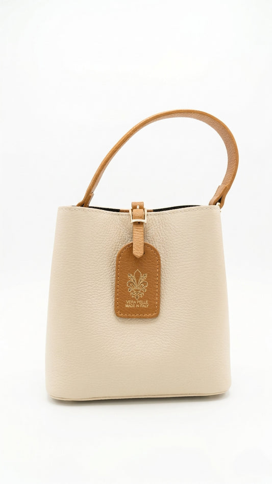 Structured Handbag in Genuine Dollaro Leather - Made in Italy - Art. 26083