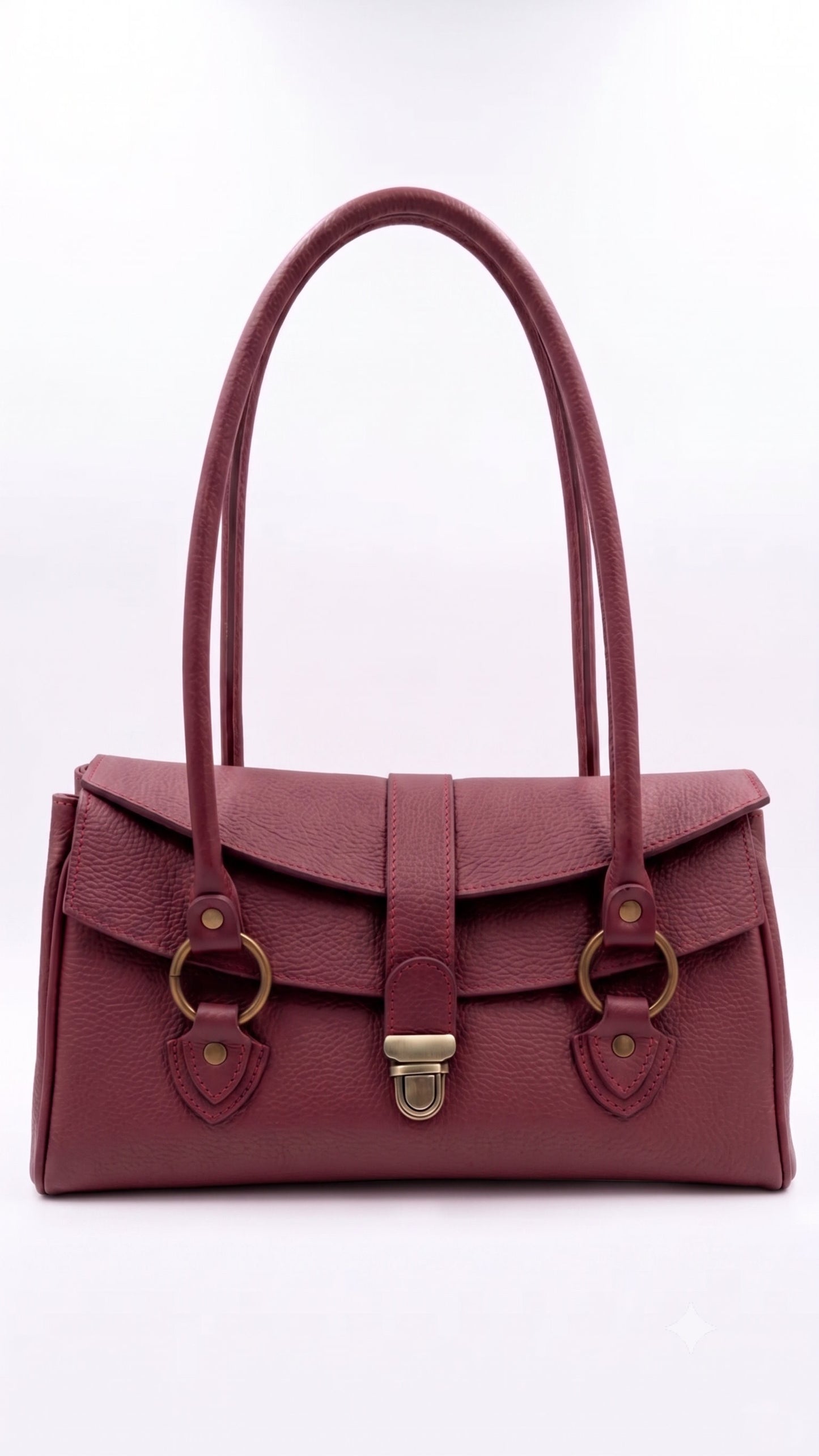 Structured Shoulder Bag in Genuine Dollaro Leather - Made in Italy - Art. 26116