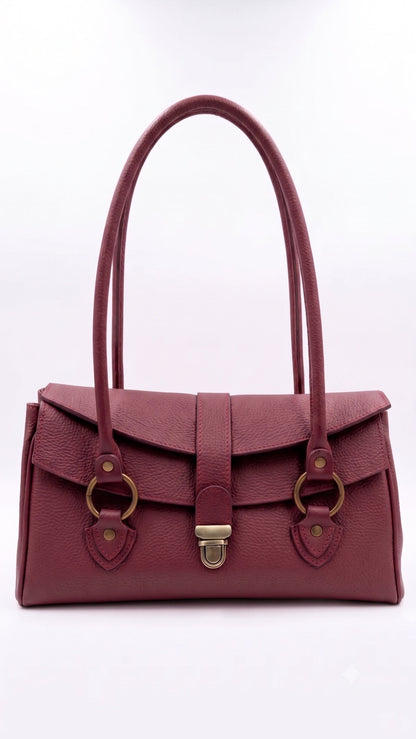 Structured Shoulder Bag in Genuine Dollaro Leather - Made in Italy - Art. 26116