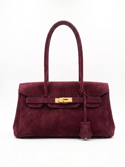 Soft Shoulder Bag in Genuine Suede Leather - Made in Italy - Art. 26108