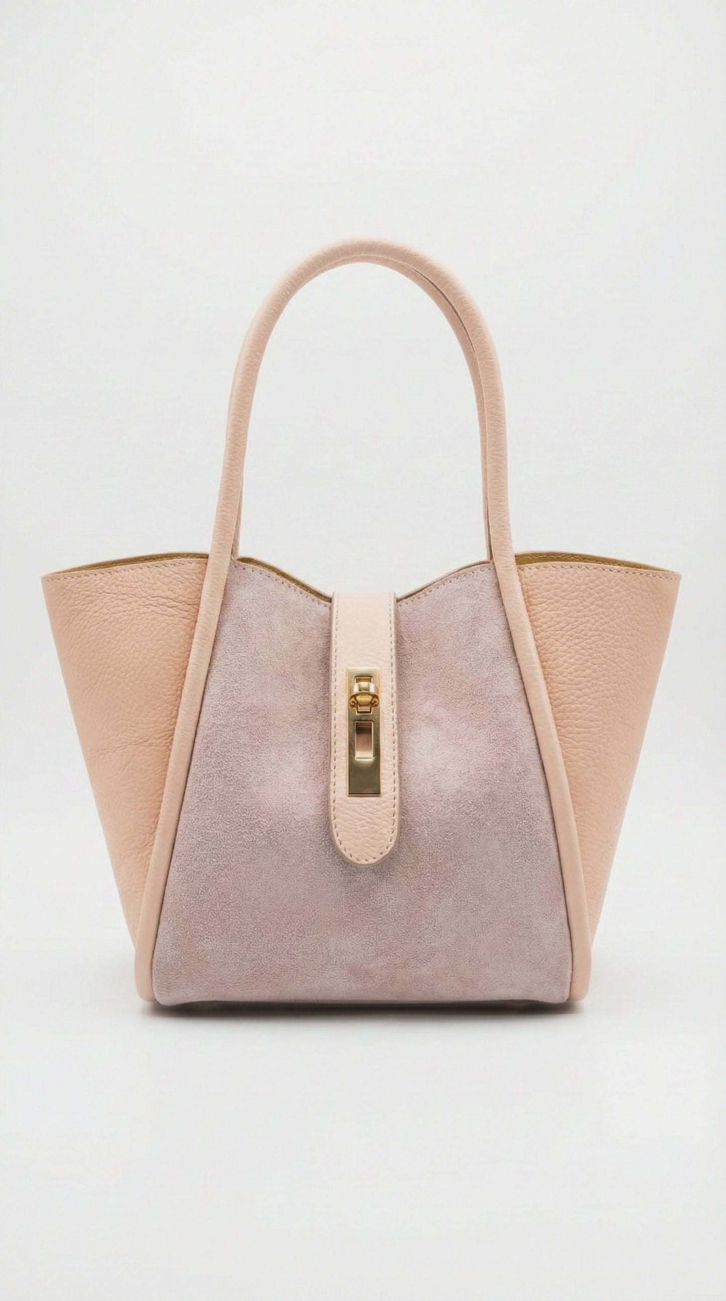 Structured Handbag in Genuine Dollaro and Suede Leather - Made in Italy - Art. 26037