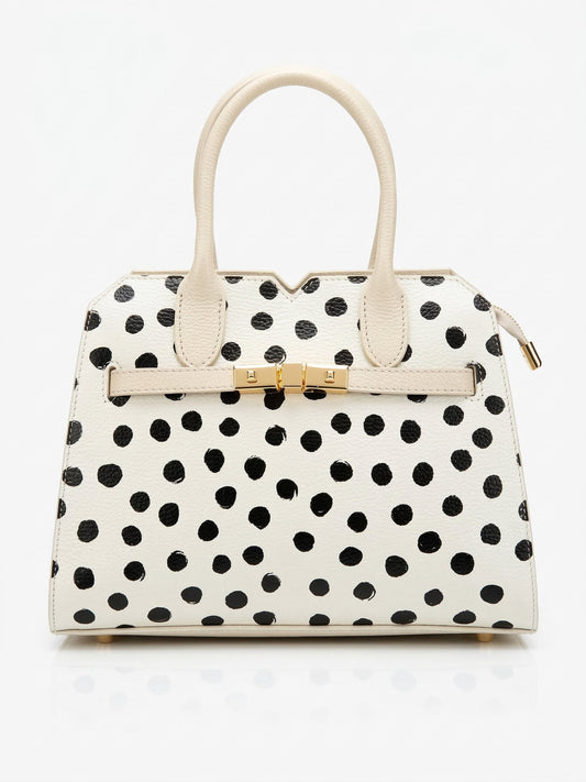 Structured Handbag in Genuine Dollaro Leather - Made in Italy - Art. DOT3