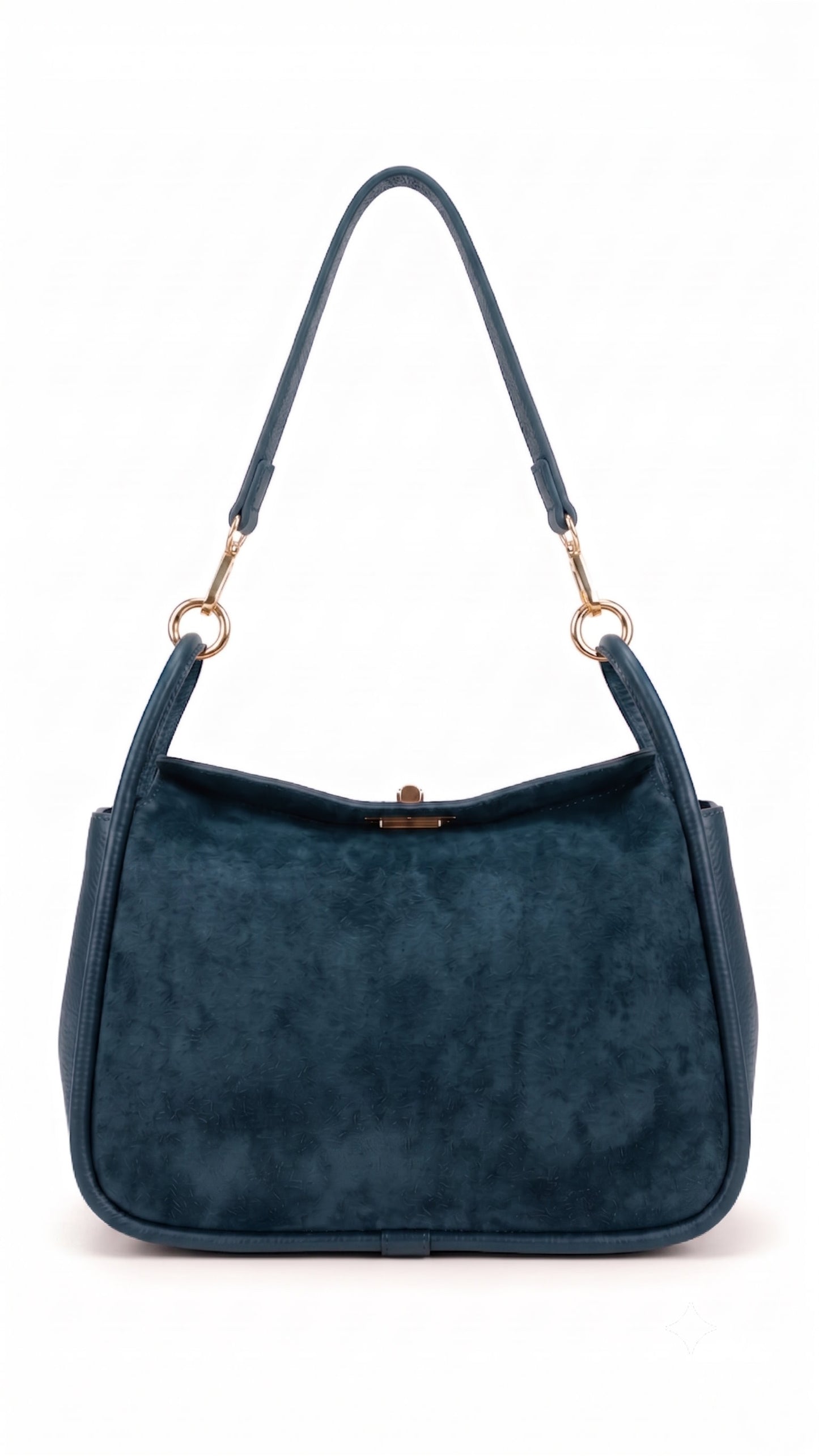 Soft Shoulder Bag in Genuine Suede and Dollaro Leather - Made in Italy - Art. 26118