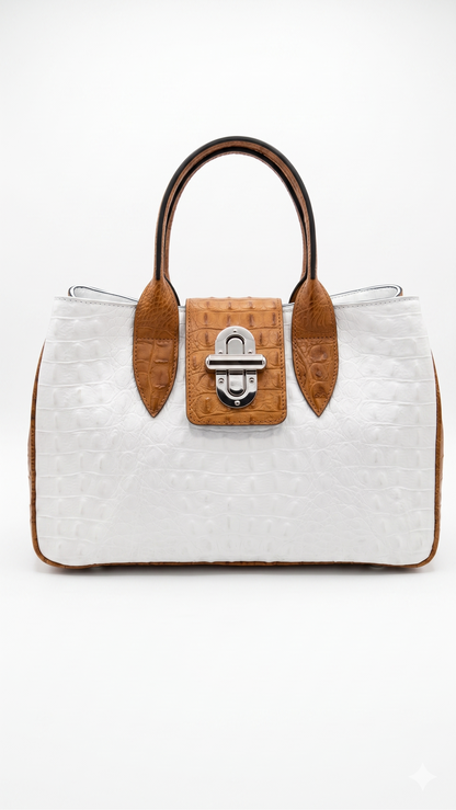 Structured Handbag in Genuine Croco Leather - Mader in Italy - Art. 26110