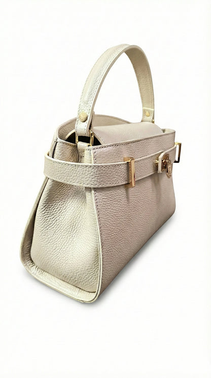 Structured Handbag in Genuine Dollaro Leather - Made in Italy - Art. 26044
