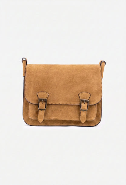 Structured Crossbody Bag in Genuine Suede Leather - Made in Italy - Art. 25391