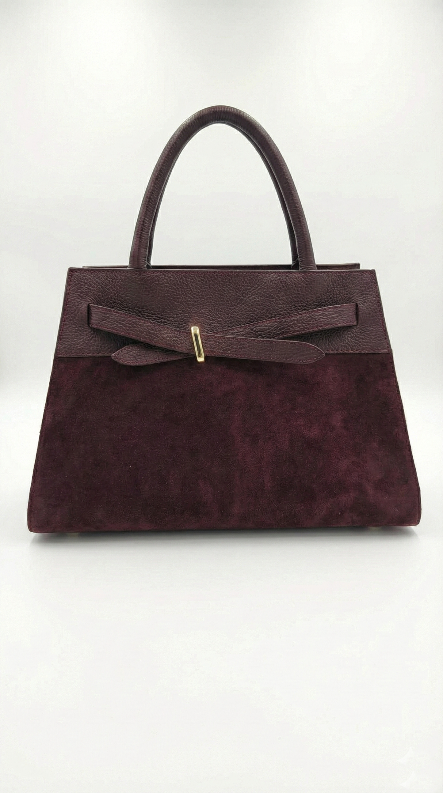 Structured Handbag in Genuine Suede Leather - Made in Italy - Art. 26007