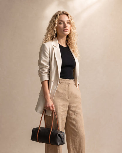 Soft Shoulder bag in Genuine Dollaro Leather - Made in Italy - Art. 26087