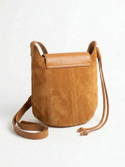 Soft Shoulder Bag in Genuine Suede and Dollaro Leather - Made in Italy - Art. 26074