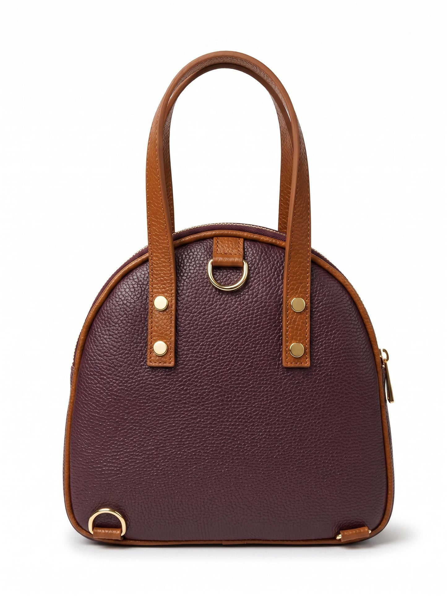 Structured Handbag and Backpack in Denuine Dollaro Leather - Made in Italy - Art. 26112