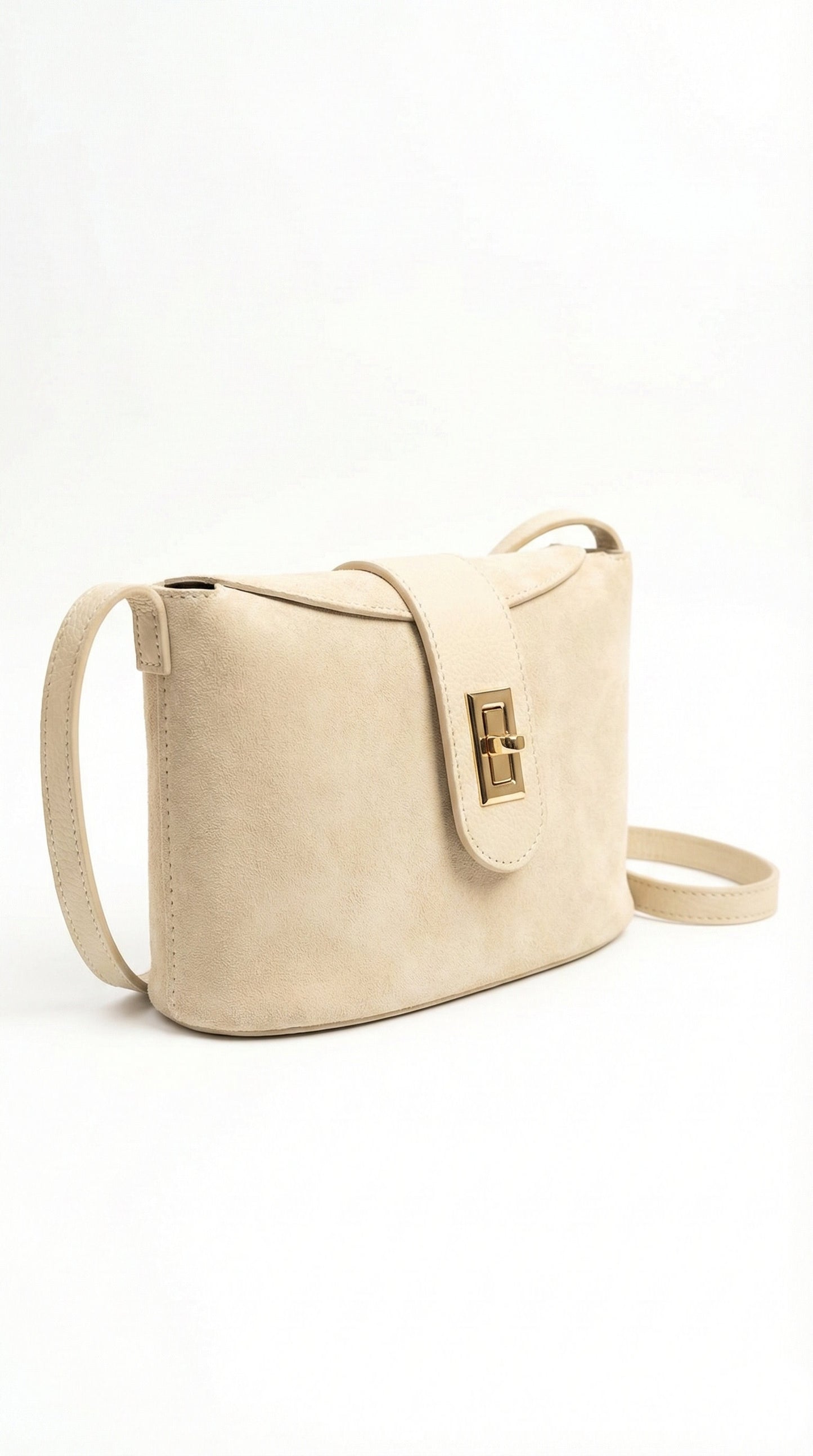 Soft Crossbody Bag in Genuine Suede And Dollaro Leather - Made in Italy - Art 26041