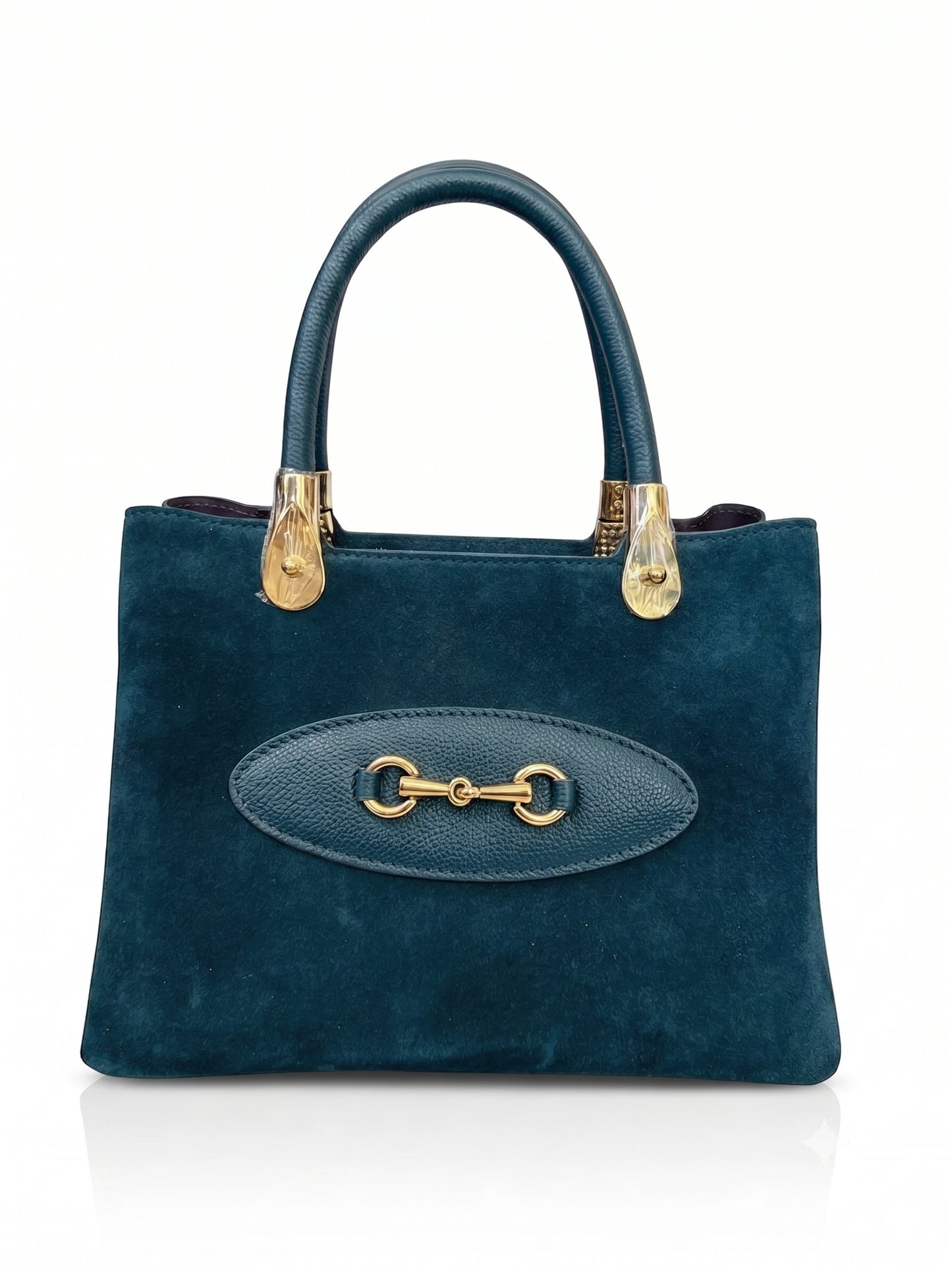 Structured Handbag in Genuine Suede and Dollaro Leather - Made in Italy - Art. 26130