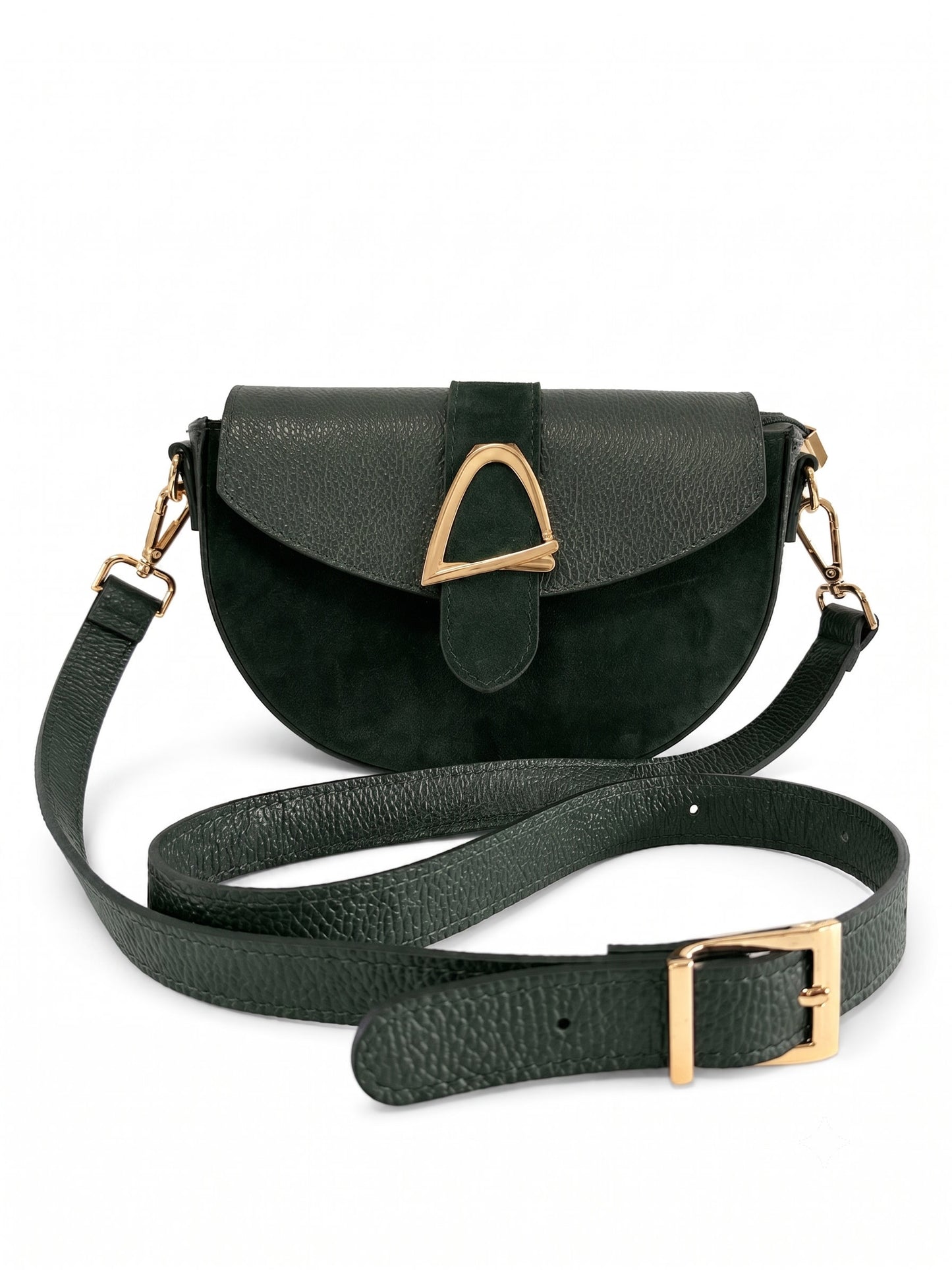 Structured Crossbody Bag in Genuine Suede and Dollaro Leather - Made in Italy - Art. 26142